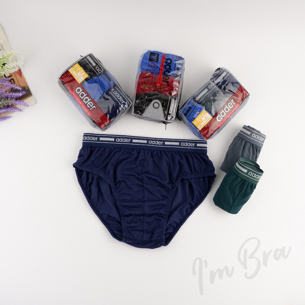 กางเกงชั้นในชายรุ่นขอบยางโชว์ ชั้นในสำหรับผู้ชายยี่ห้อ ADDER  1 แพ็ค มี 3 ตัวคละสี