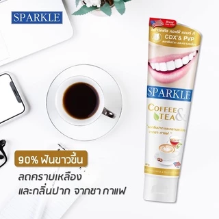 SPARKLE ยาสีฟัน สปาร์คเคิล สำหรับ คนชอบดื่มชา กาแฟ มีคราบเหลือง 90 กรัม สูตร COFFEE & TEA WHITENING TOOTHPASTE