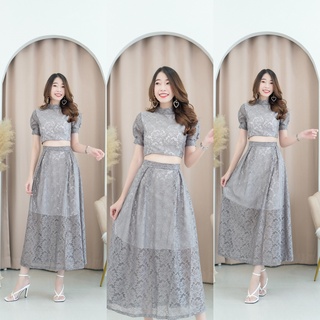 hbstation.shop เสื้อผ้าผู้หญิง ชุด Set 2 ชิ้น  สีเทา พร้อมส่ง