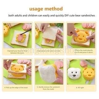 แม่พิมพ์ตัดขนมปัง แซนวิช บิสกิต รูปการ์ตูนหมี กระต่ายน่ารัก DIY สําหรับเด็ก