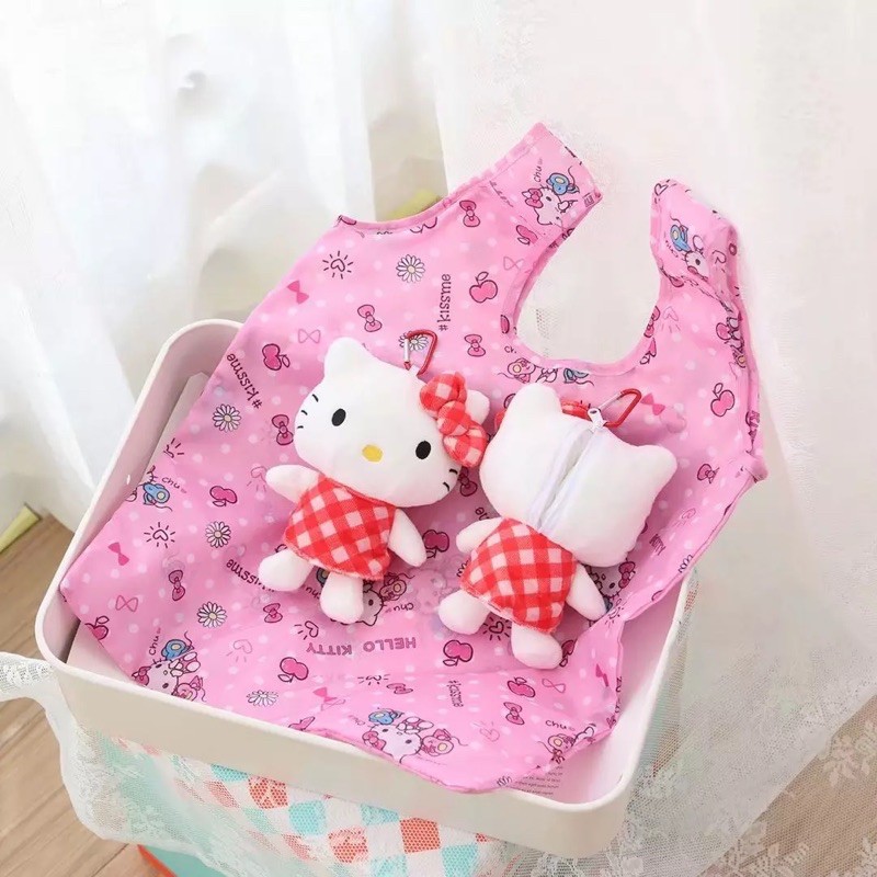 ถุงผ้า shopping bag​ Sanrio​ พร้อมพวงกุญแจตุ๊กตาสำหรับเก็บ