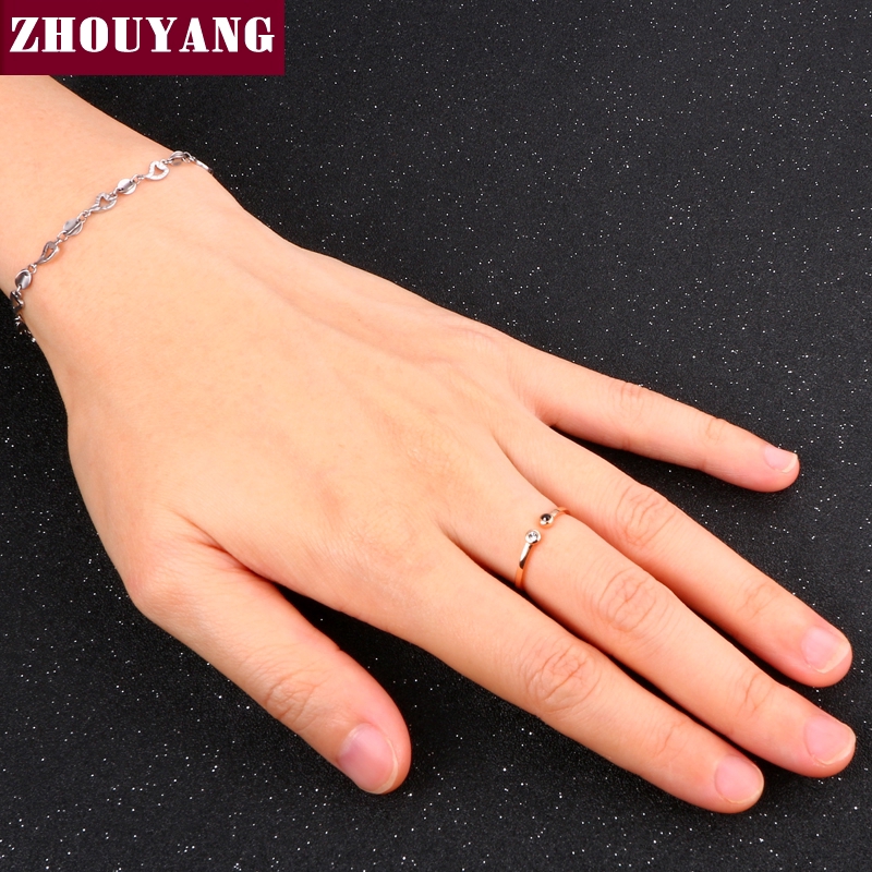 ZHOUYANG خاتم ميني بكريستال ذهبي وردي