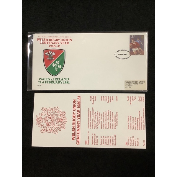 1981 Great Britain Welsh Rugby Union Centenary Year- Wales Vs Ireland 21st Feb ก.พ. 1981 ปกที่ระลึก