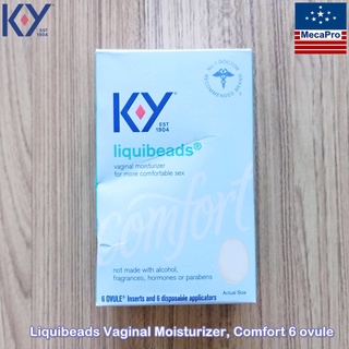 K-Y® Liquibeads Vaginal Moisturizer, Comfort 6 ovules เค-วาย มอยส์เจอไรเซอร์และสารหล่อลื่น ชนิดเม็ด