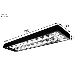 โคมตะแกรงติดลอย 2×36 สะท้อนแสงสีดำ