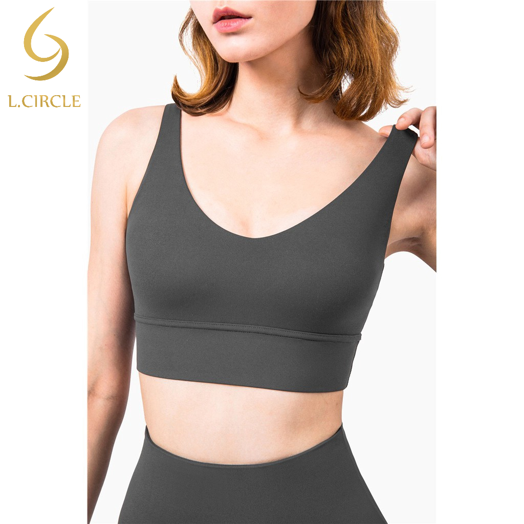 L.CIRCLENew Arrival Deep V Sexy Vest สปอร์ตบรา Push Up Shakeproof Gym Yoga bra