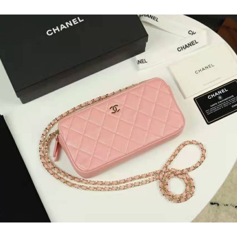 New Chanel clutch with chain VIP Pink