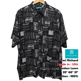 เสื้อฮาวายUSAแท้100% Tori Richard อก 60" Cotton Lawn เสื้อเชิ้ตฮาวายวินเทจไซส์ใหญ่ มือสอง สภาพดีมาก / Used Hawaii Shirt