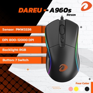 Dareu A960s Strom เกมมิ่งเม้าส์  Gaming Mouse 800-12000 DPI เม้ามีไฟ RGB