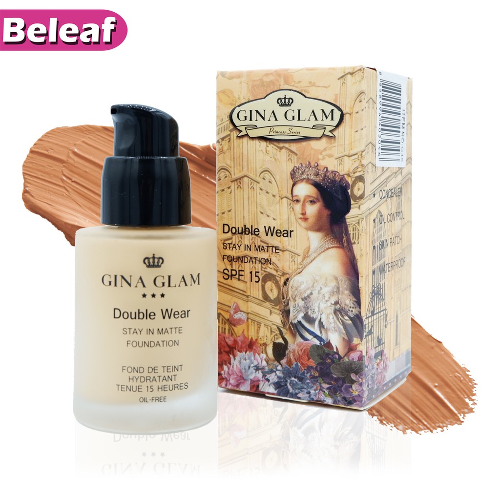 Gina Glam Double Wear Stay Matte foundation SPF15 G45 จีน่าเกลม รองพื้น ครีมรองพื้น เนื้อแมท คุมมัน