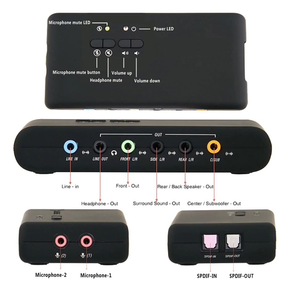 USB2.0 7.1การ์ดเสียงPCIเพิ่มการ์ดCmi-6206ชิปเซ็ตSPDIF & USB Extension Cable Remote Wake-Up sound Cardสำหรับคอมพิวเตอร์