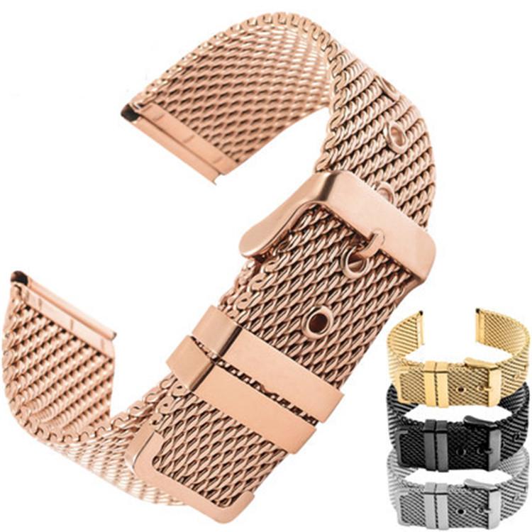 18 20 22 24mm 1.0 Line Wire Milan Mesh Strap Wire Full Stainless Steel Watch Band With Flat Head Strap for Men Women Wristwatch