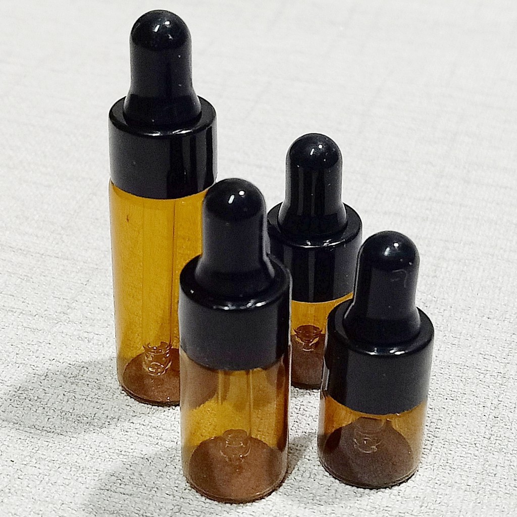 พร้อมส่ง1/2/3/5mlขวดแก้วสีชา แบบหยดจุกดรอปเปอร์(dropper) เติมได้ ใช้ซ้ำได้ ขนาดทดลอง ใส่น้ำหอม แบ่งสาร เอนกประสงค์diyมาก