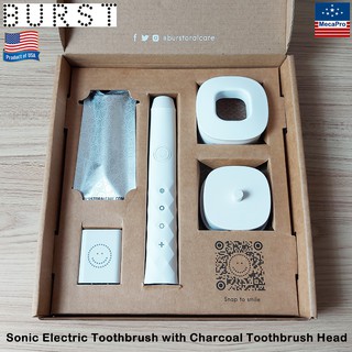 BURST® Sonic Electric Toothbrush with Charcoal Toothbrush Head (White) แปรงสีฟันไฟฟ้า