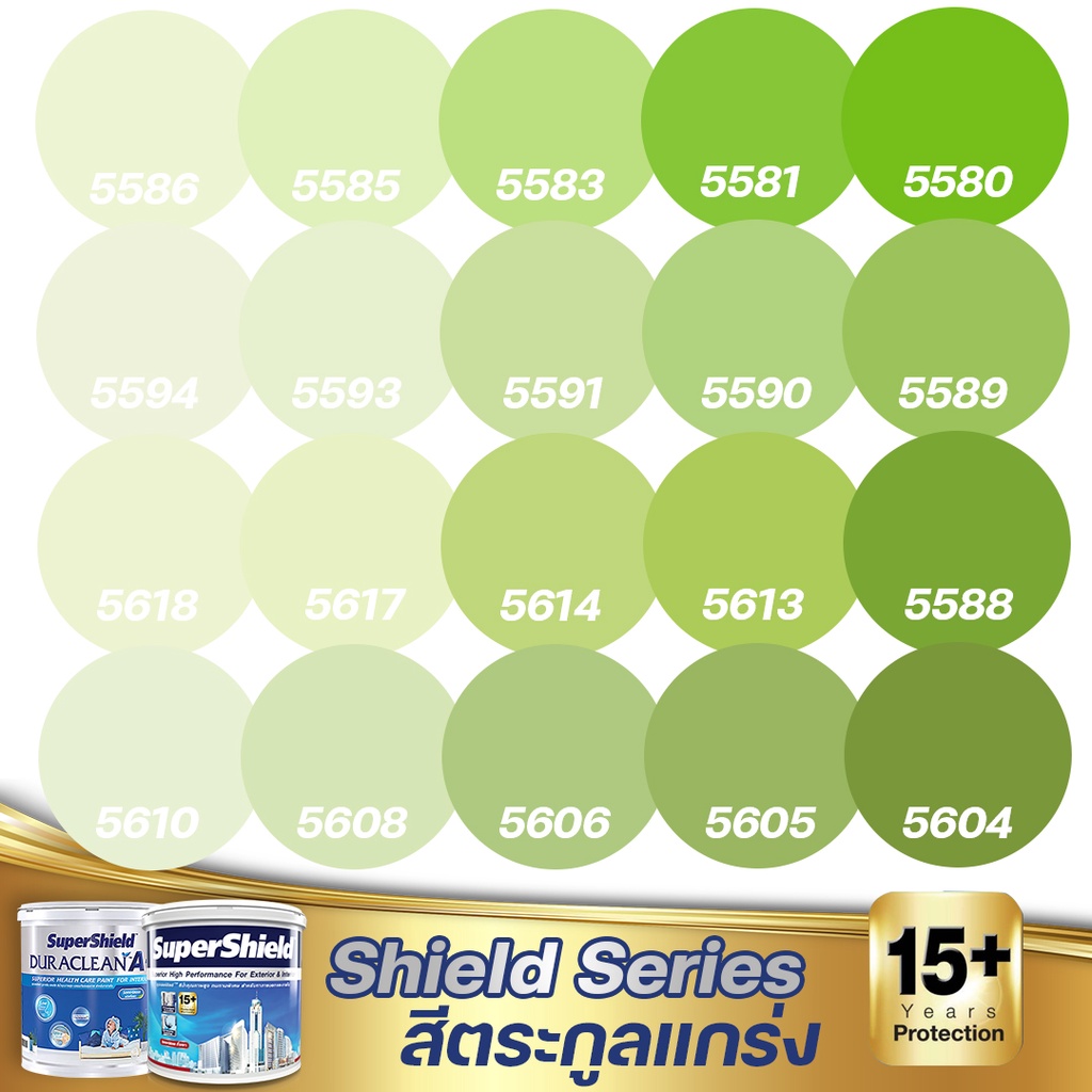 TOA Supershield + Duraclean A+ กึ่งเงา สีเขียวใบไม้ ขนาด 3L สีภายนอก+สีภายใน สีเกรด15ปี สีน้ำ สีทาบ้าน สีเกรดสูง