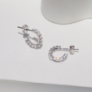 Silvermatters ต่างหูห่วงก้านคริสตัลเกลียว (Crystal Twist Hoop Stud)