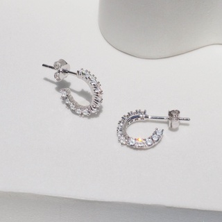 Silvermatters ต่างหูห่วงก้านคริสตัลเกลียว (Crystal Twist Hoop Stud)