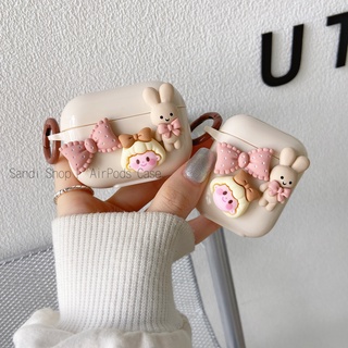 เคสหูฟังบลูทูธ TPU นิ่ม กันตก ลายกระต่ายน่ารัก เรียบง่าย สําหรับ AirPods 1 2 3 Pro AirPods Gen 2 AirPods 3 AirPods Pro  เคส airpods pro เคส airpods