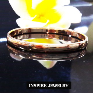 INSPIRE JEWELRY กำไลทองชมพูลายเรียบมันแบบร้านทอง ทรงไข่ หน้ากว้าง 6minn รอบวงใน 6x5cm แฟชั้นอินเทรนชั้นนำ