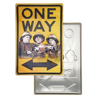 ป้ายสังกะสีวินเทจ One Way (ปั๊มนูน), ขนาด 20x30 ซม.