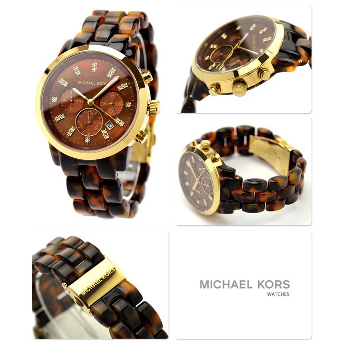 นาฬิกาข้อมือ MICHAEL KORS MK 5216 Tortoise Acrylic Brown Dial Ladies Watch  | Shopee Thailand