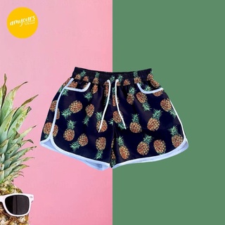 amyours on the beach กางเกงขาสั้นหญิง คุณภาพดี ผ้าไม่บาง แห้งไว รุ่น Womens Summer ลาย pineapple