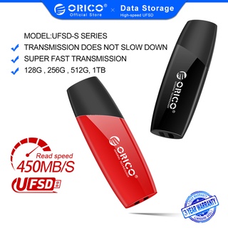 Orico แฟลชไดรฟ์ USB 3.2 411MB/S 256GB สําหรับ iPhone MacBook TV Car (UFSD-S)