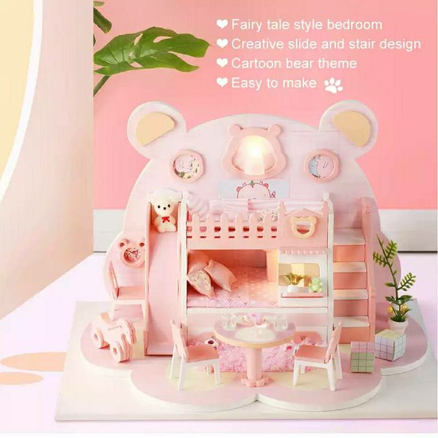 พร้อมส่ง บ้านตุ๊กตา DIY bear dream work มีฝาครอบกันฝุ่น
