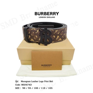 BURBERRY เข็มขัดชาย รุ่น Monogram Leather Logo Print Belt Code: 8026743