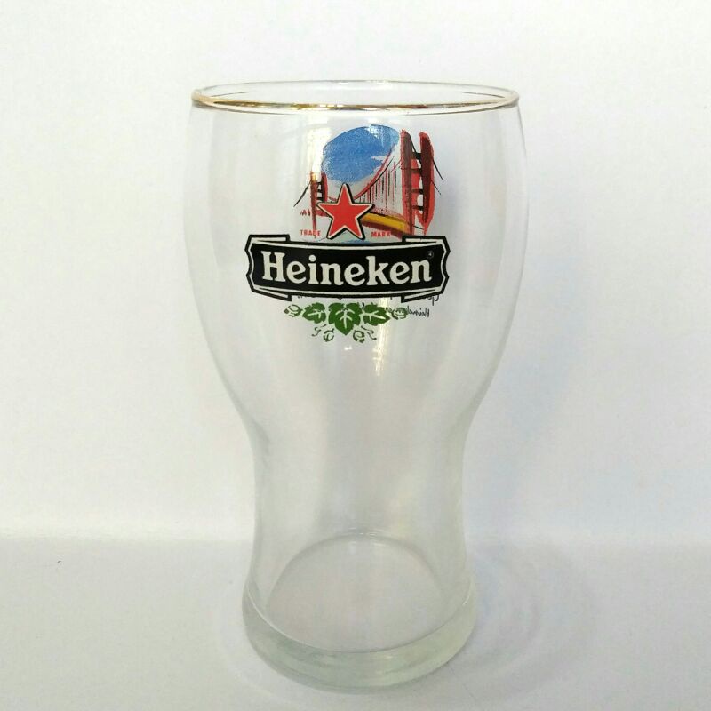 ใบสุดท้าย แก้วเบียร์สะสมหายาก ไฮเนเก้น-สะพานโกลเด้นเกต Heineken Golden Gate Bridge USA 5.2"inch Tall