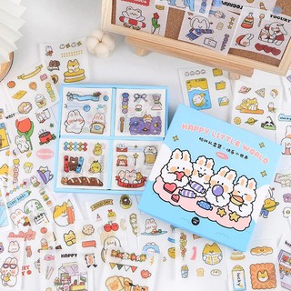 🐻พร้อมส่งจากไทย sticker เซทการ์ตูนน่ารักๆ ไดคัท กันน้ำ 100pcs. สำหรับตกแต่งสมุดบันทึก  DIY ติดกล่องขนม ติดแก้วน้ำ🐻