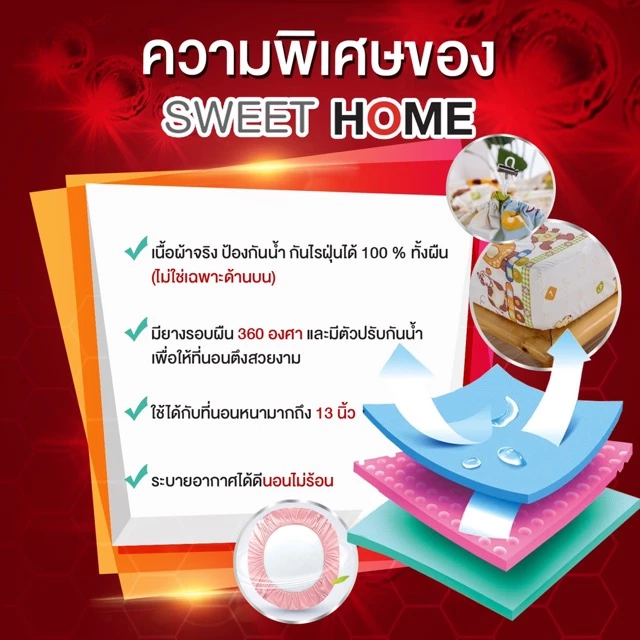 ผ้าปูกันน้ำกันไรฝุ่น SWEET HOME รุ่น 01 thumbnail 6
