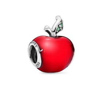 (พร้อมส่ง)*New*Pandora Disney Snow White apple silver charm with red enamel and dark green cubic zirconia