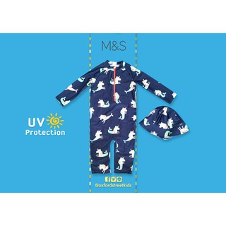 ✅ [5-6Y] M&amp;S Unicorn Swimsuit With Hat Protection ชุดว่ายน้ำเด็ก พร้อมหมวกในเชต ป้องกันแสงแดด