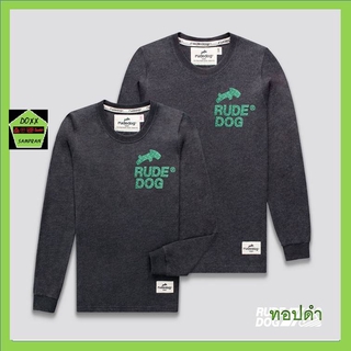 Rudedog เสื้อแขนยาว ชาย หญิง รุ่น 2line สีทอปดำ