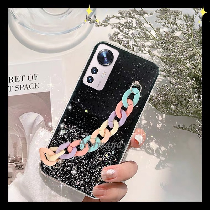 เคสโทรศัพท์ New Fashion Casing for Xiaomi Mi 12T Pro 12 Lite Pro POCO M5 M5S M4 C40 Redmi 10A 10 5G 4G Sequins Sparkling Clear Phone Case with Rainbow Bracelet TPU Transparet Soft Back Case เคส #6