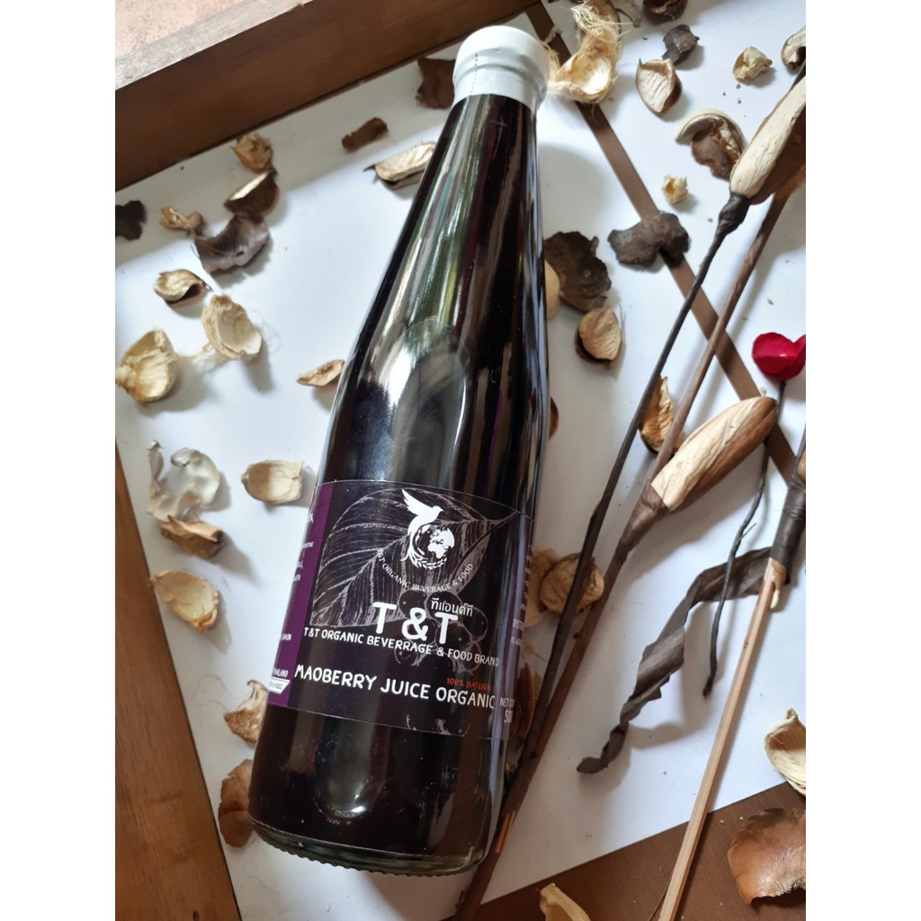 น้ำผลไม้Maoberry Juice Organic100% น้ำผลไม้เม่าเบอร์รี่-น้ำหมากเม่า ออแกนิค100% by T&T (พร้อมดื่ม 500ml.)
