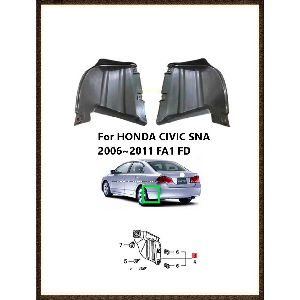 บังโคลนหลัง สําหรับ HONDA CIVIC SNA 2006~2011 FA1 FD