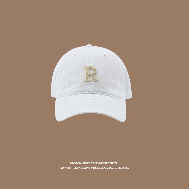 R หมวกเบสบอล แบบนิ่ม กันแดด พิมพ์ลายตัวอักษร สไตล์เกาหลี แฟชั่นฤดูร้อน สําหรับผู้ชาย และผู้หญิง - รูปที่ 6