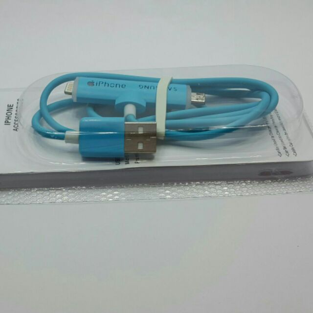 สายชาร์จแบบ 2in1  Cable Charger iPhone5/5s/6/and Micro 1M,