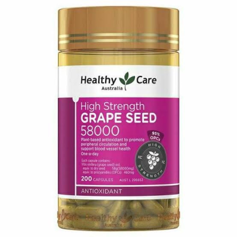 healthy care Grape seed 58000 mg ขนาด 200 เม็ด Exp.10/27
