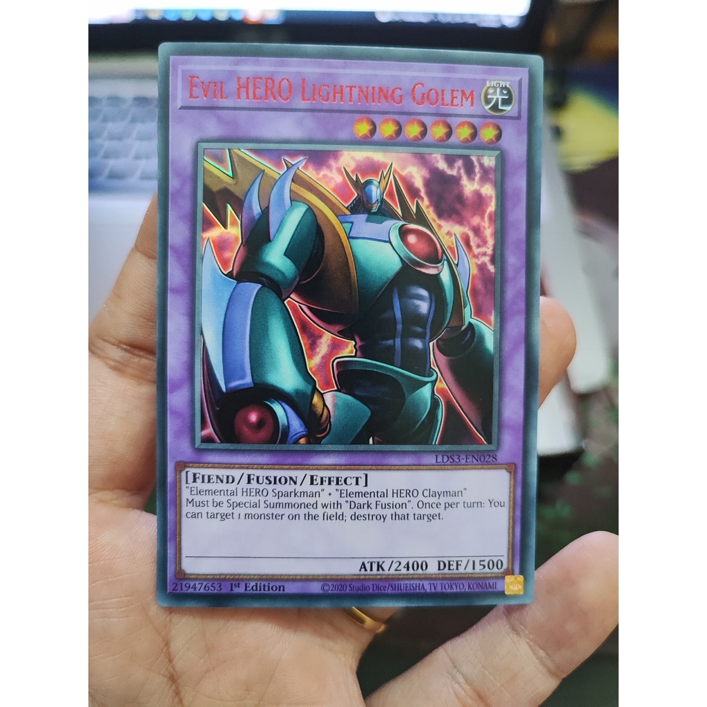 [Yugioh ร้านตลก] การ์ด 1 ใบ Evil HERO Lightning Golem (สีแดง) - LDS3-EN028 - Ultra Rare 1st Edition