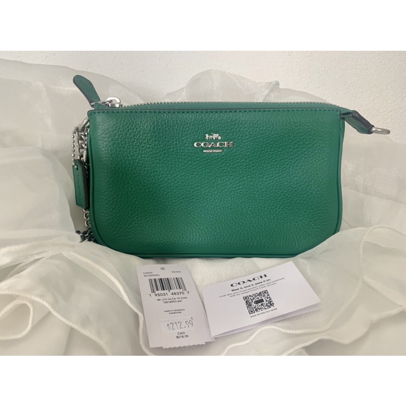 🔥2200-฿🔥 (มือ2)COACH Nolita 19 With Chain C8303 Green Silver HW 7 1/2″ (L) x 4 1/2″ (H) x 2″ (W)👛