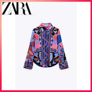 Zara เสื้อเชิ้ต พิมพ์ลาย ทรงหลวม และกางเกง พิมพ์ลาย แฟชั่นฤดูร้อน สําหรับผู้หญิง