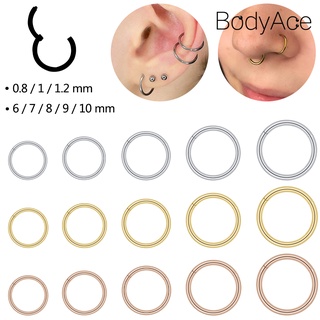 Bodyace 1 ชิ้น 6/7/8/9/10 มม. บานพับ ห่วง เจาะจมูก สเตนเลส กันดั้ม Clicker กระดูกอ่อน กระดูกอ่อน Helix ลาเบรต เจาะ