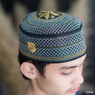 GA06หมวกผู้ชายงานปัก เนื้อนิ่มสวมใส่สบาย หมวกมุสลิมชาย กะปิเยาะห์