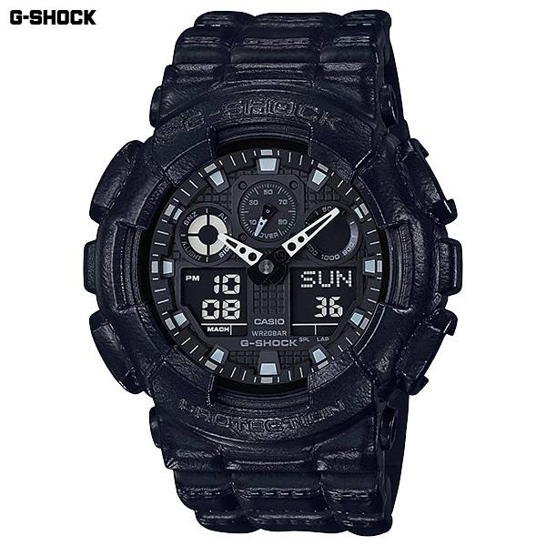 Casio G-Shock Limited Black Texture Series นาฬิกาผู้ชาย สายเรซิ่น รุ่น GA-100BT-1A