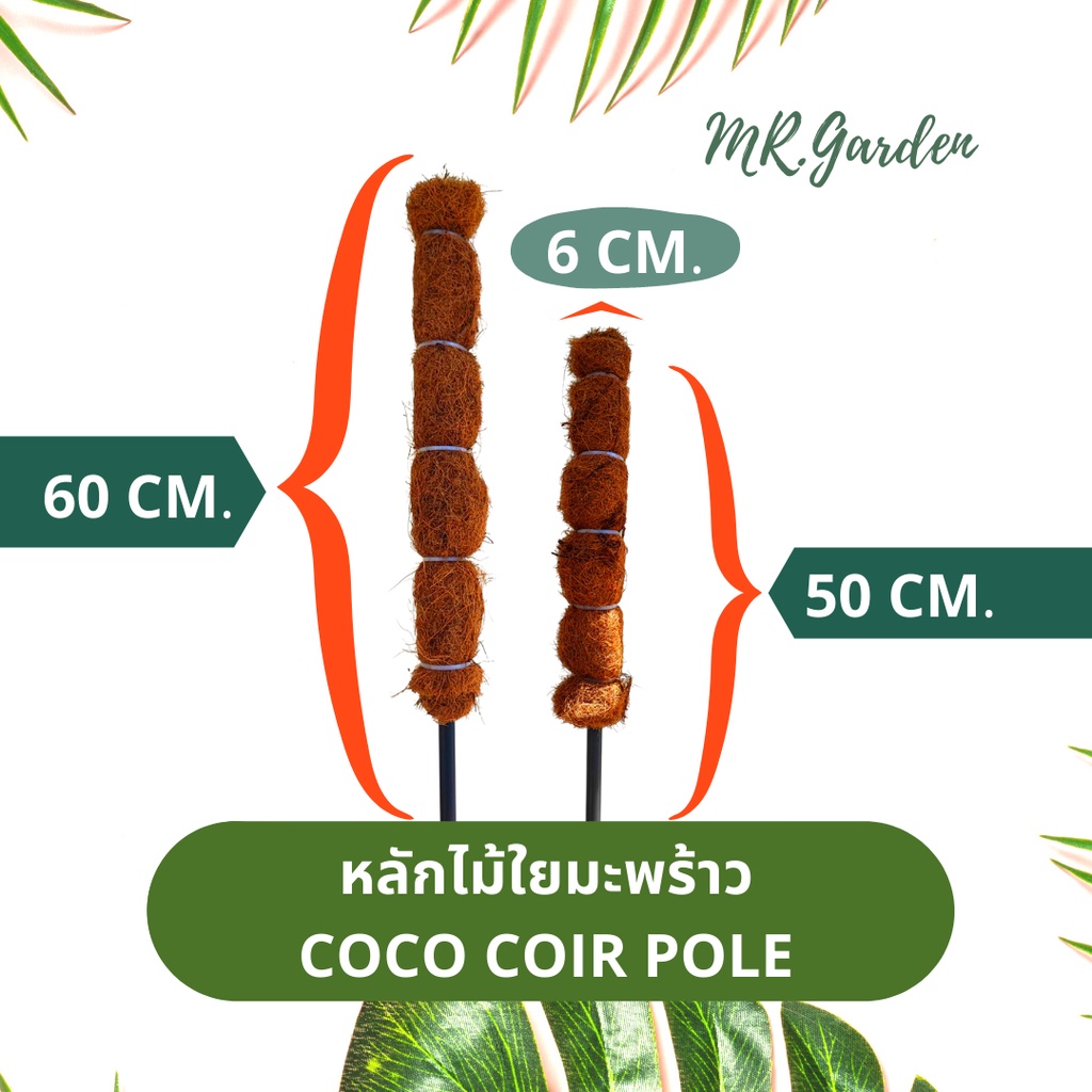 70cm. Coco coir pole เสาใยมะพร้าวแบบนุ่ม เสาไม้เลื้อยคุณภาพดี ท่อ PVC หุ้มด้วยเคเบิ้ลไทด์ล็อกแน่นหนา
