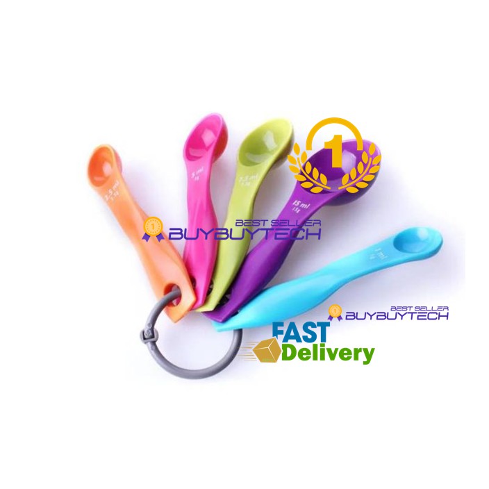 buybuytech SPOON ช้อนตวงแฟนตาซี พลาสติก5ชิ้น