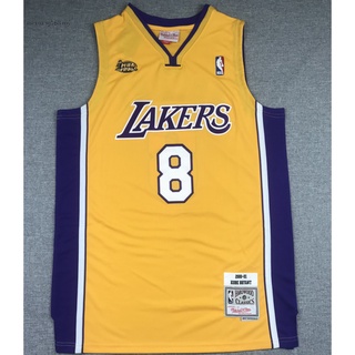 ป้ายสัญลักษณ์ NBA 2000-01 Finals สําหรับผู้ชาย #เสื้อกีฬาบาสเก็ตบอล ปักลาย Kobe Bryant สีเหลือง 8 ชิ้น